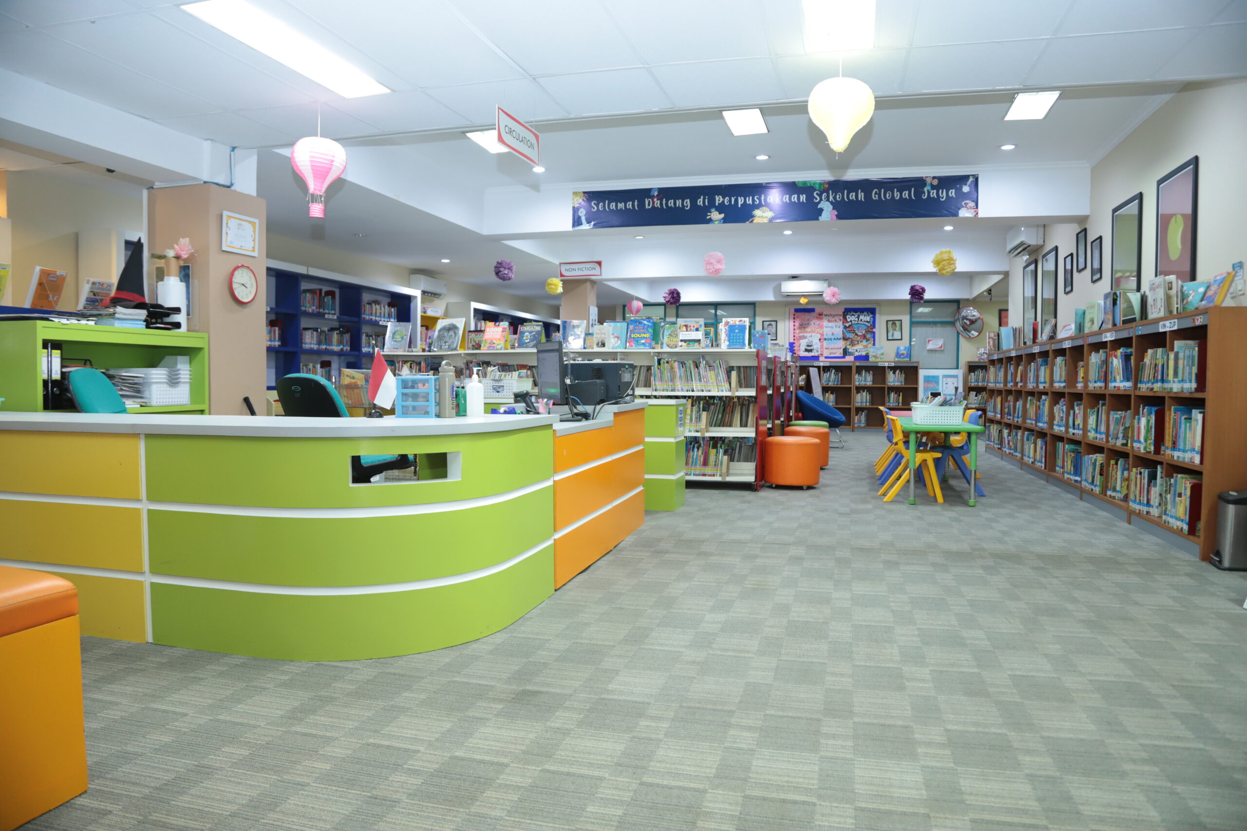 Library bookshelves